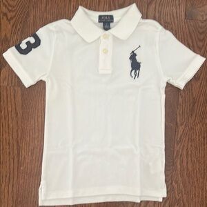 Polo by Ralph Lauren White and Blue Classic Polo Shirt Big Pony worn once size 5